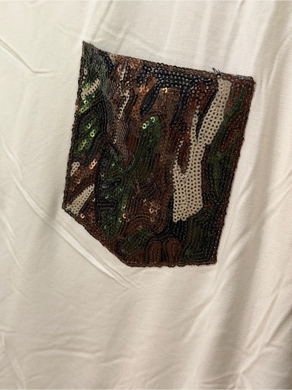 Women’s Cream V-Neck Top with Pocket Detail